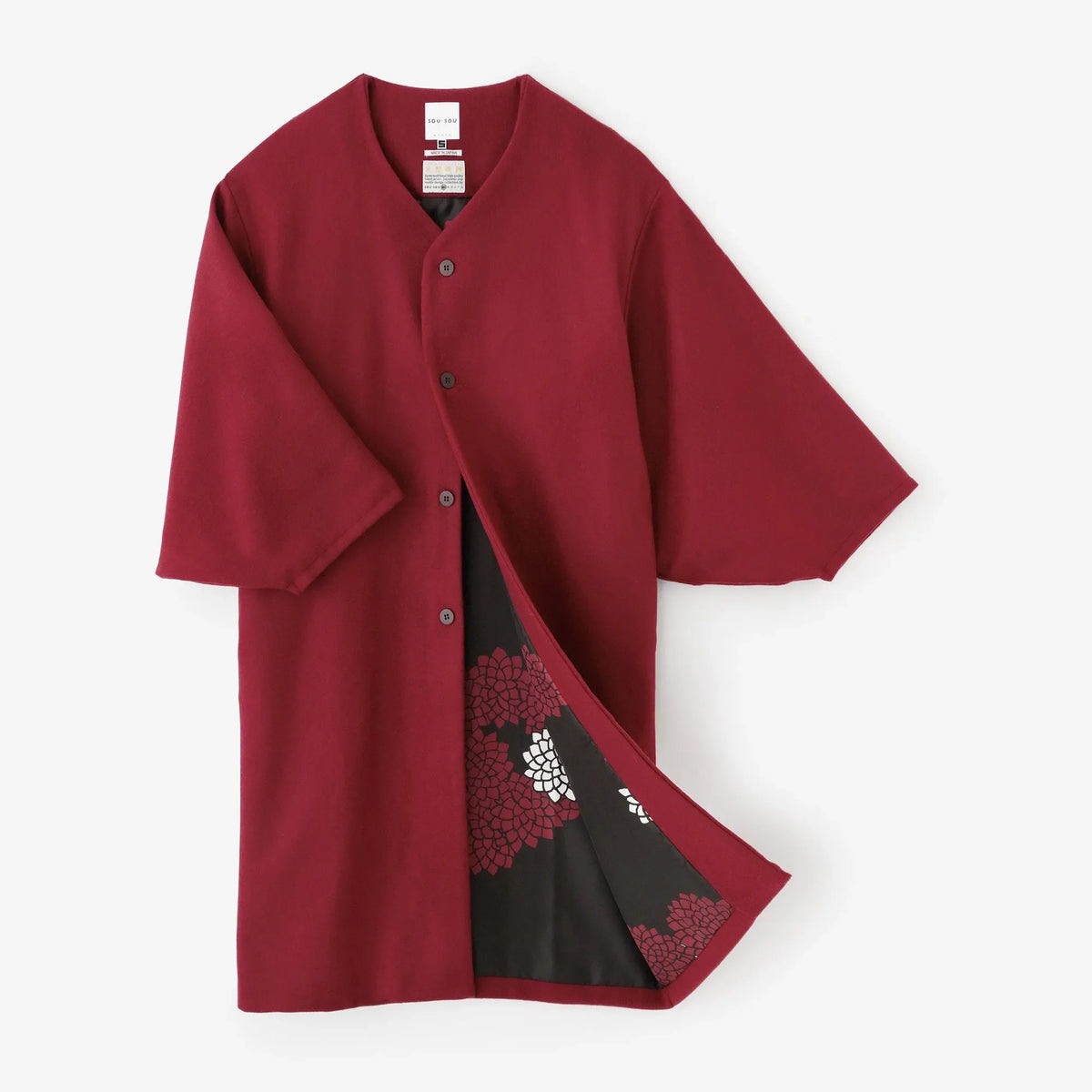 SOU・SOU★美品★薙刀被風★二重織★普通丈★袷★SO-SU-U★濃灰 net限定】梳毛（そもう） 刺し子織（さしこおり） 薙刀被風