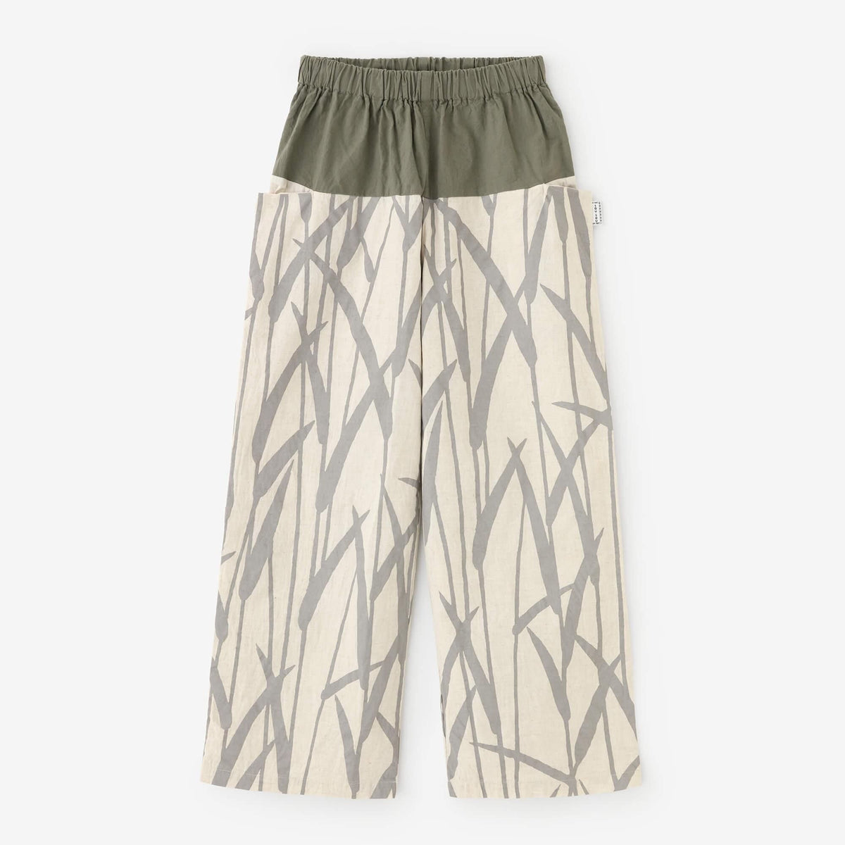 【極美品】SOU・SOU◎伊勢木綿 20/20 麻混 帯もんぺ／草柳鼠 × 水辺 伊勢木綿 20/20 麻混 帯もんぺ／すいぎょく×濃紺（のうこん