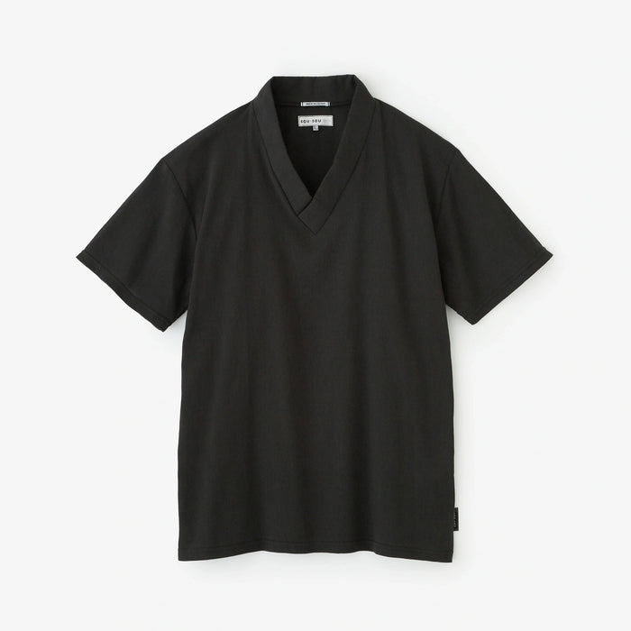Chizimi Cotton Short-sleeved Square Neck Shirt