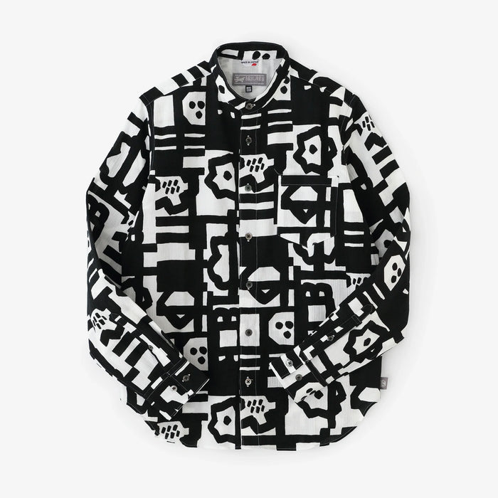 Chizimi Cotton Stand Collar Shirt