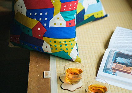 平織り21番手 クッションカバー 可逆