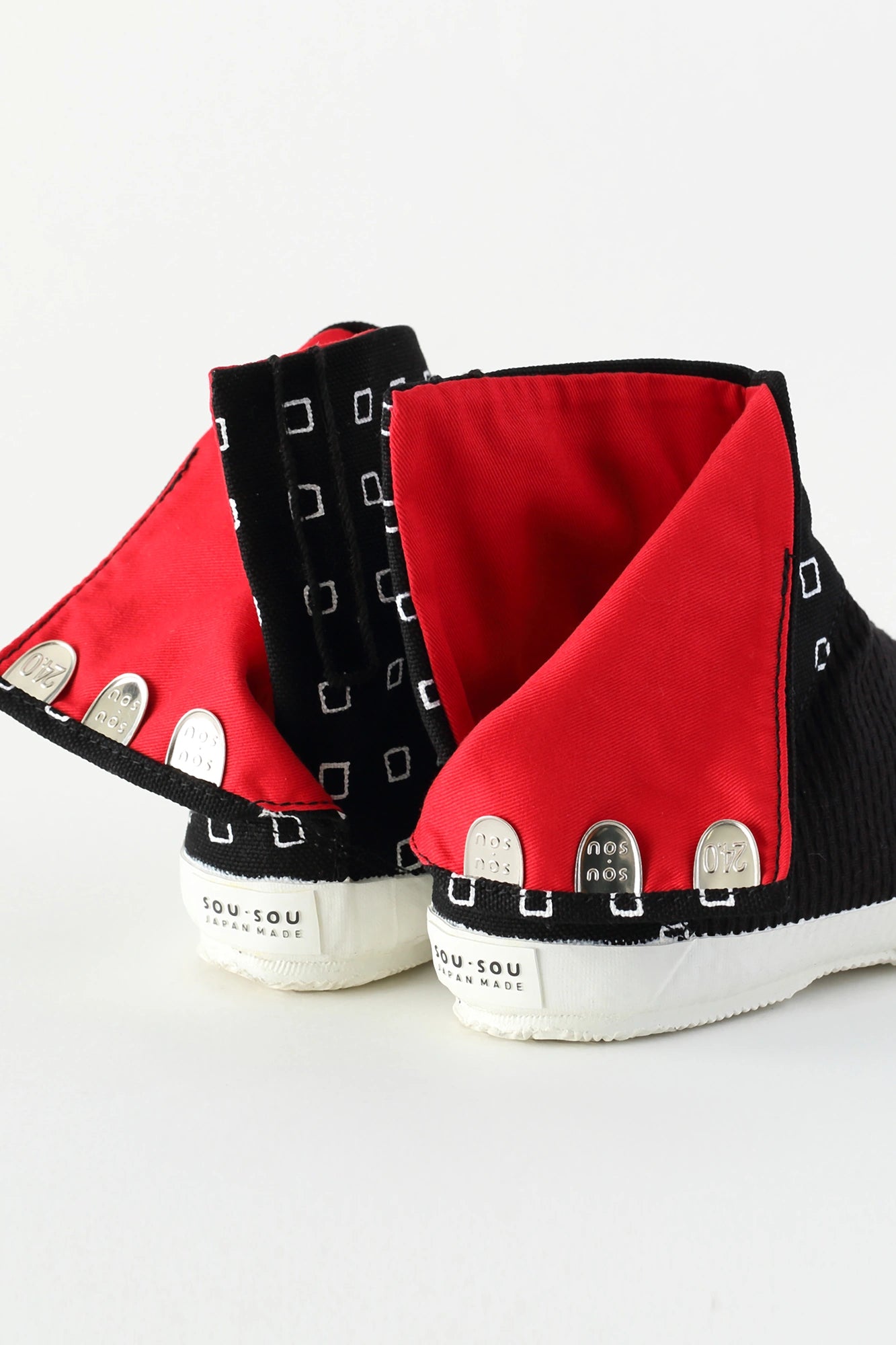Round Toe Tabi Shoes Bi-Pattern/ Masu×Sashiko Black2