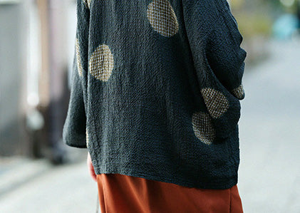 紮染 圓弧袖 方形上衣