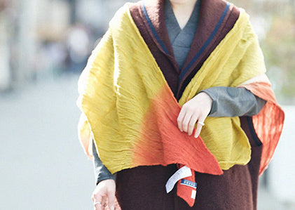 浅井絞り 縮絨 ストール・肩掛け 剣先