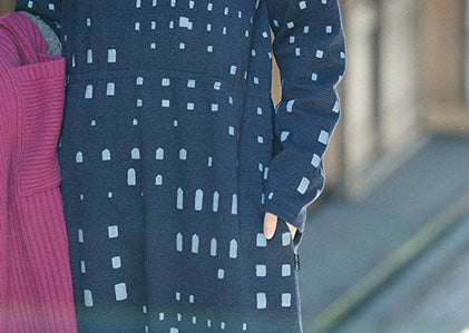 棉毛混紡 千鳥格紋編 半衿秋聲 高領洋裝