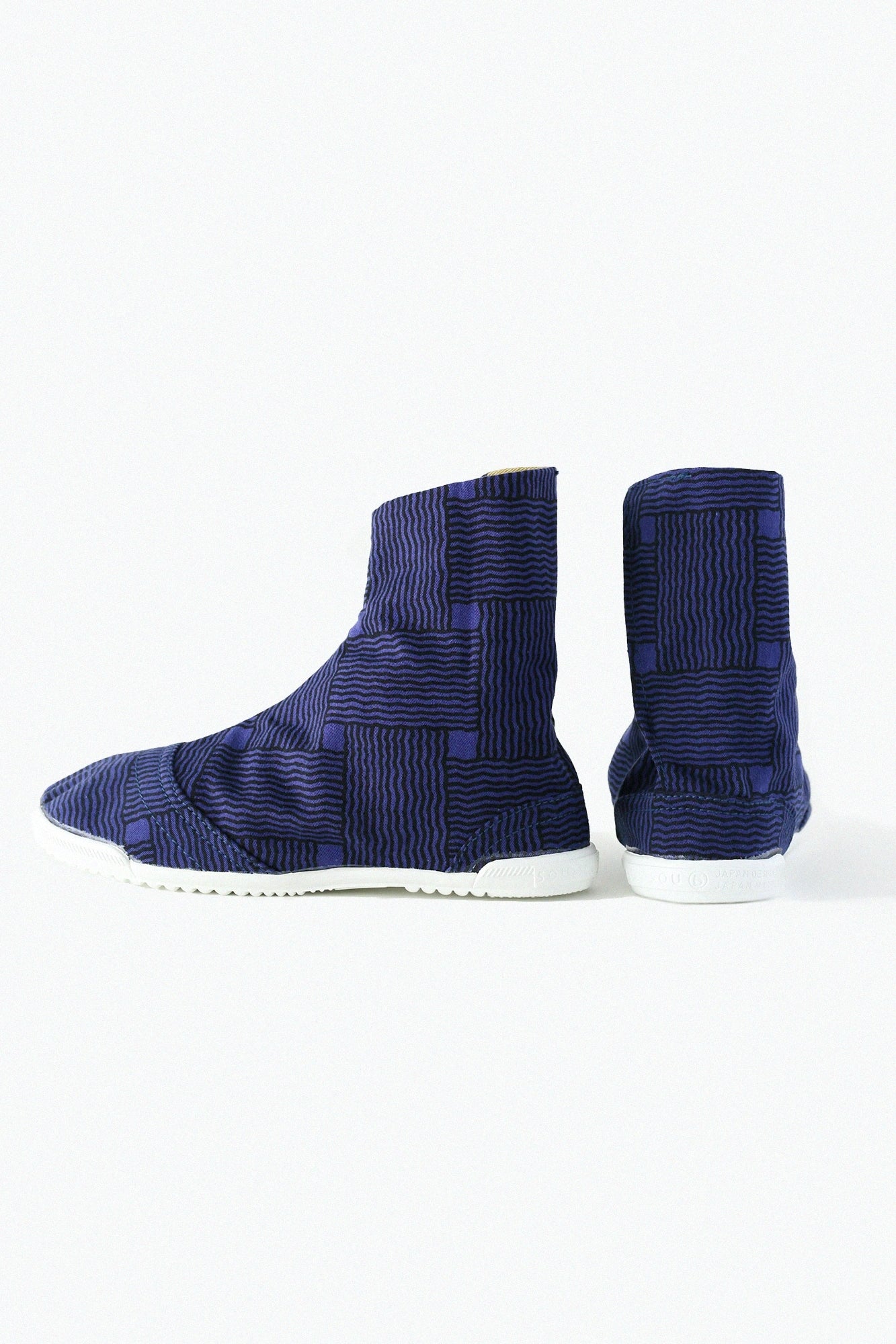 【net limited】Marugo Round Toe Tabi Shoes / Woven Bamboo Navy Blue