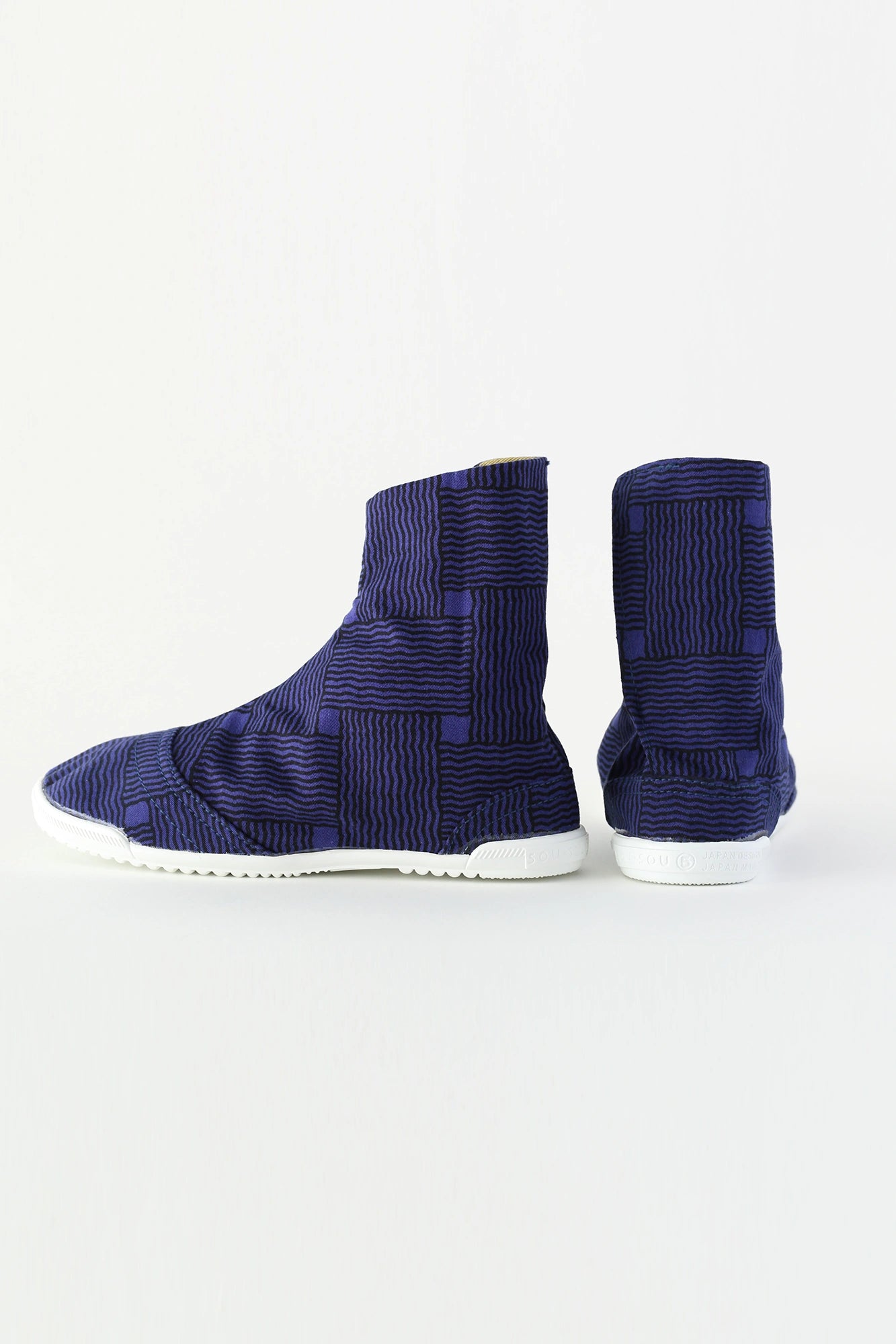 【net limited】Marugo Round Toe Tabi Shoes / Woven Bamboo Navy Blue