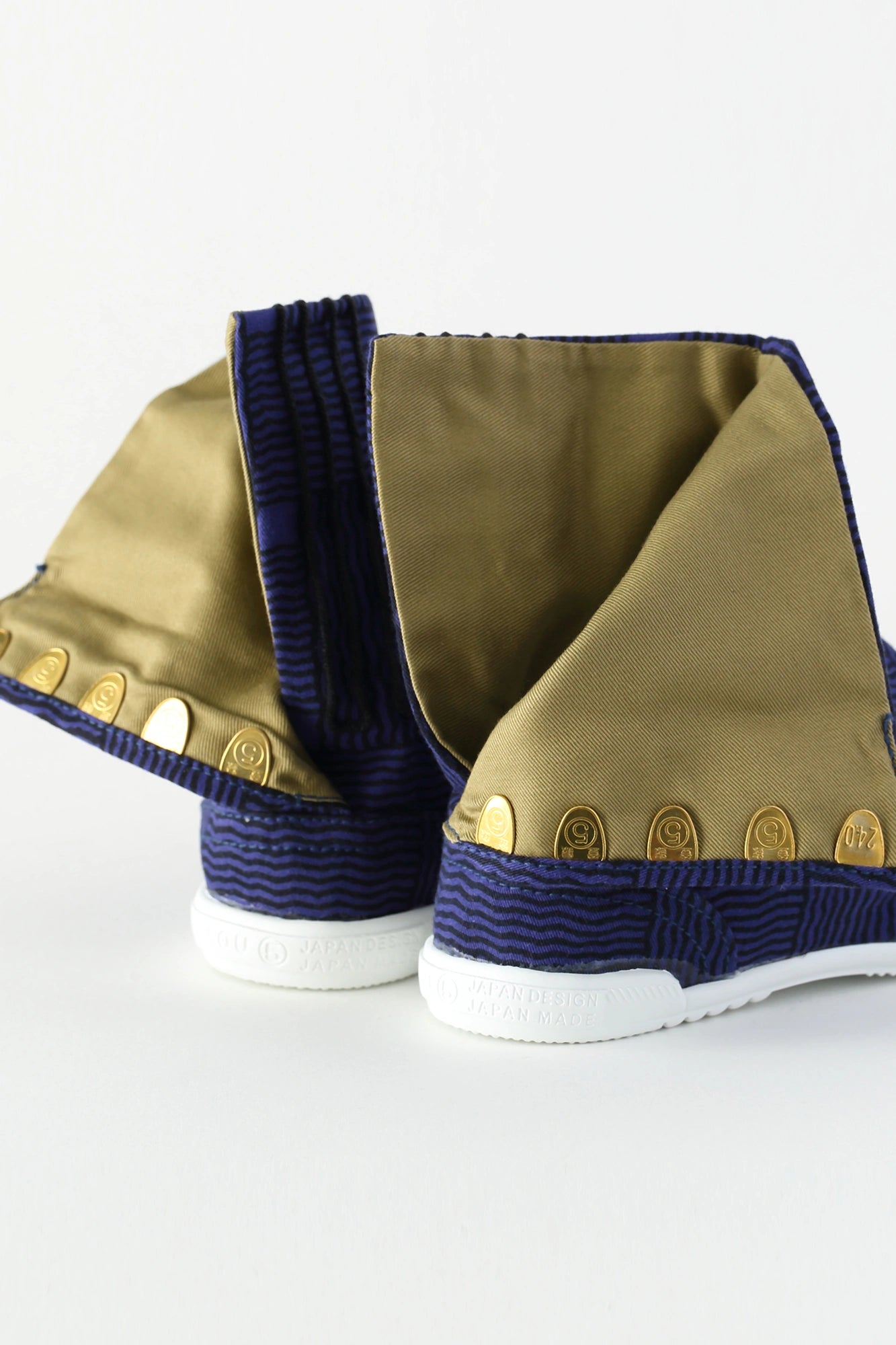 【net limited】Marugo Round Toe Tabi Shoes / Woven Bamboo Navy Blue