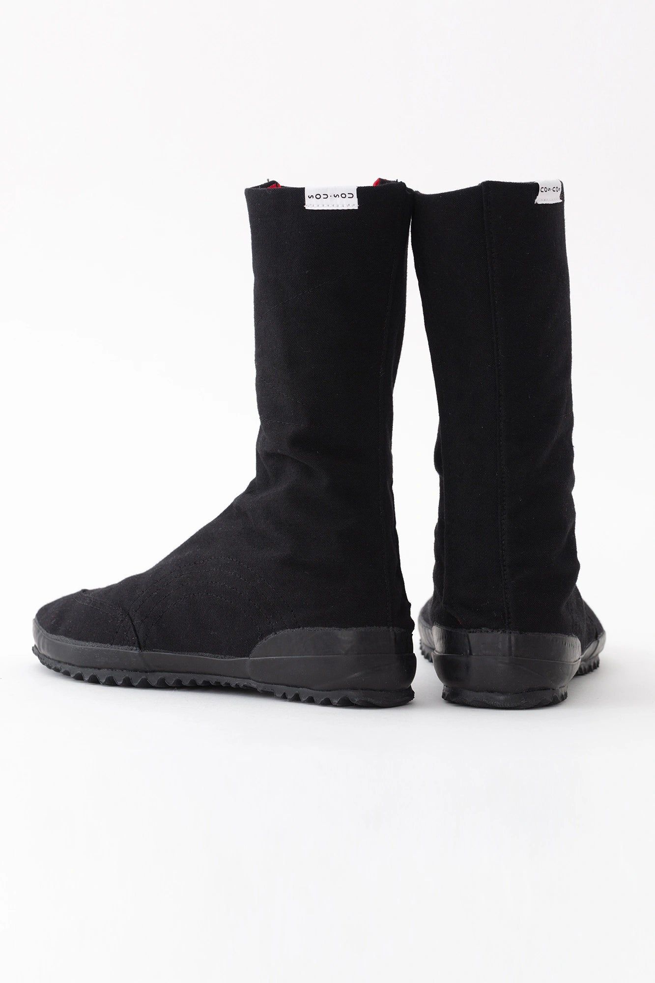 節慶 分趾足袋鞋 長筒／黑色×欄柵