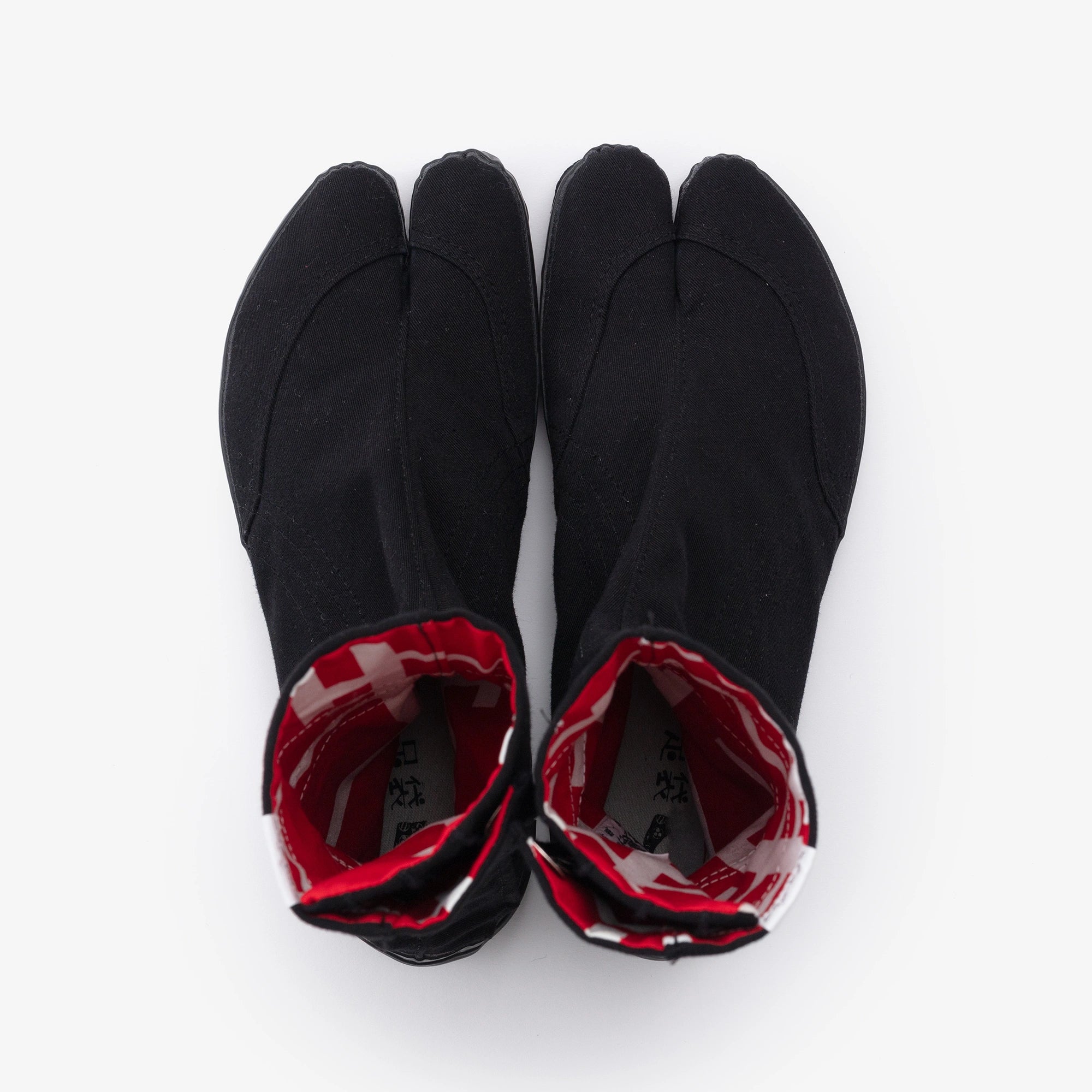 節慶 分趾足袋鞋 長筒／黑色×欄柵