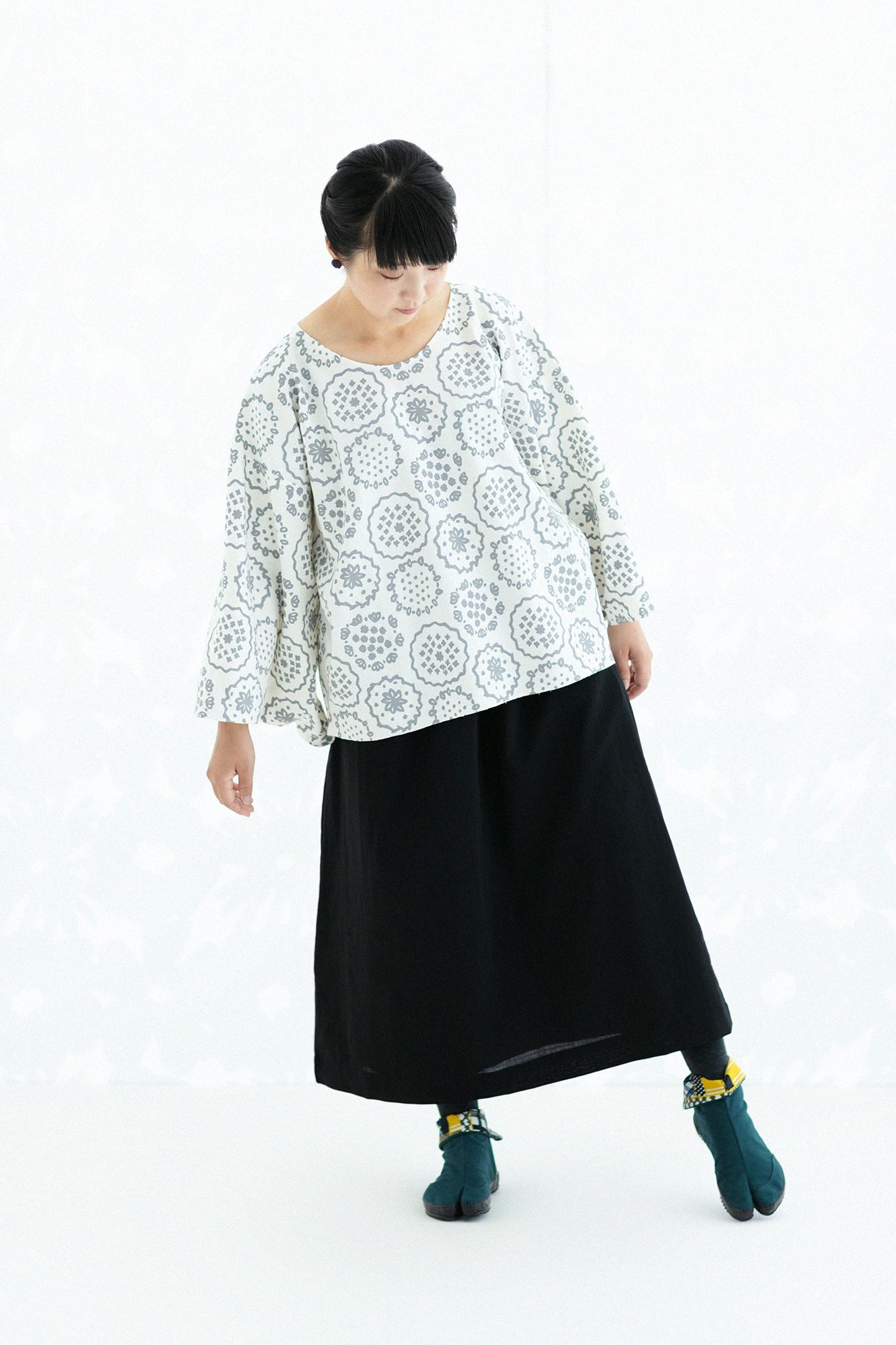 Festival Split Toe Tabi Shoes / Dark Green×Wooden Mosaic