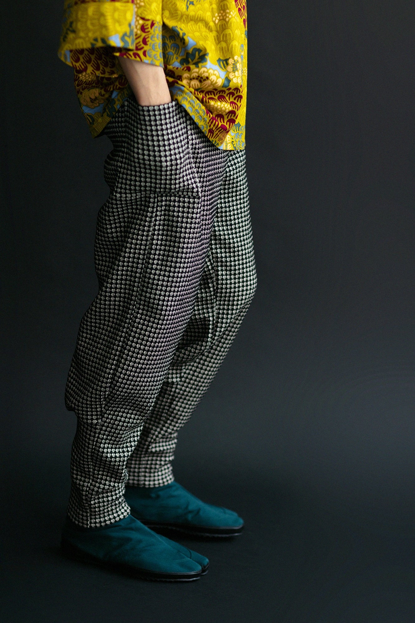 Festival Split Toe Tabi Shoes / Dark Green×Wooden Mosaic