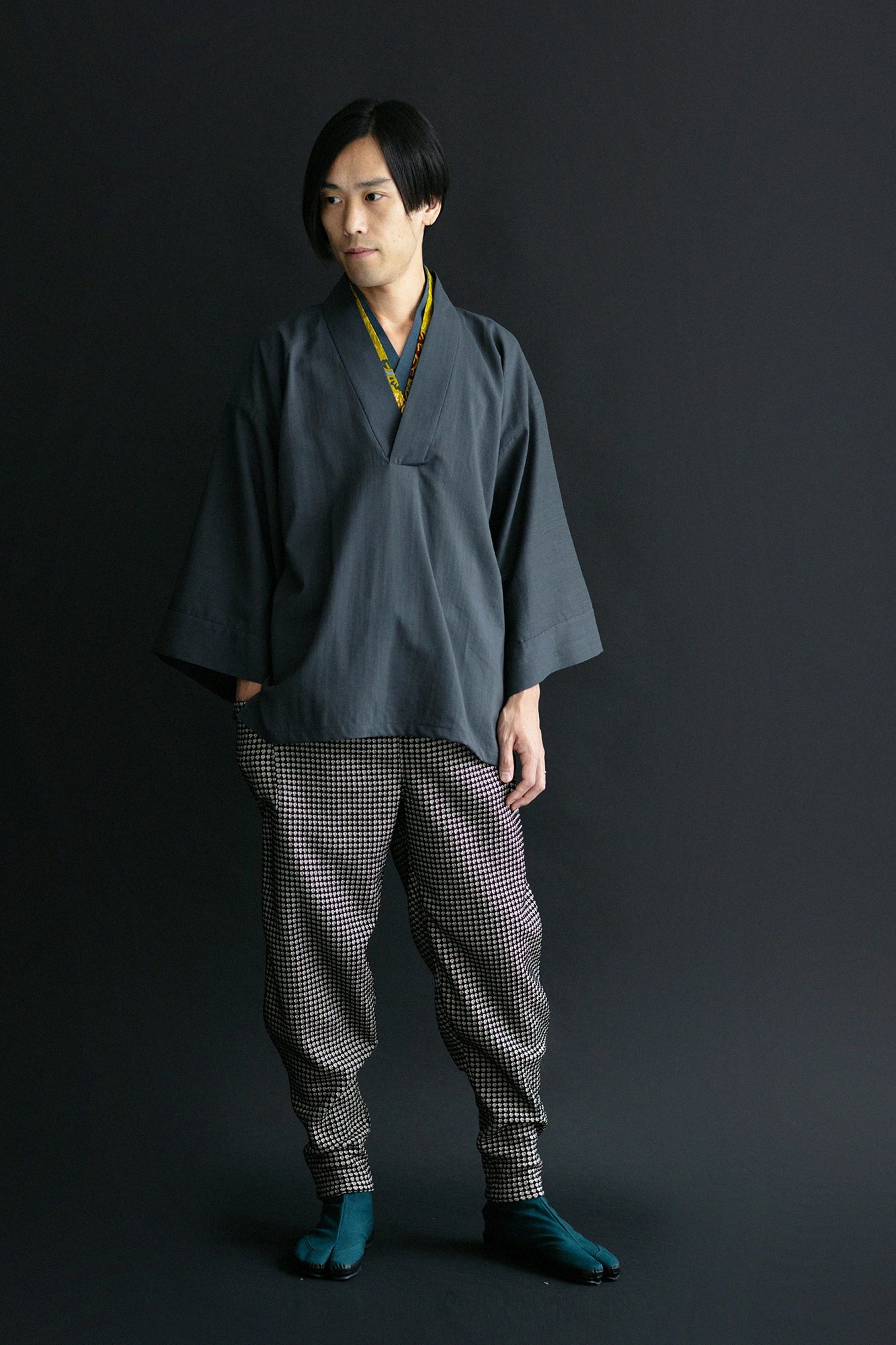 Festival Split Toe Tabi Shoes / Dark Green×Wooden Mosaic
