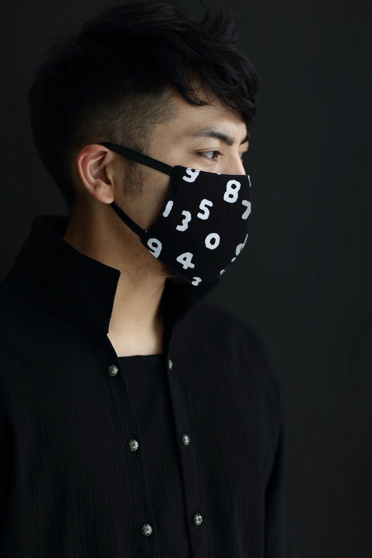 【SALE】伊势木棉手作图案布口罩套装／SO-SU-U 十数昆黑色