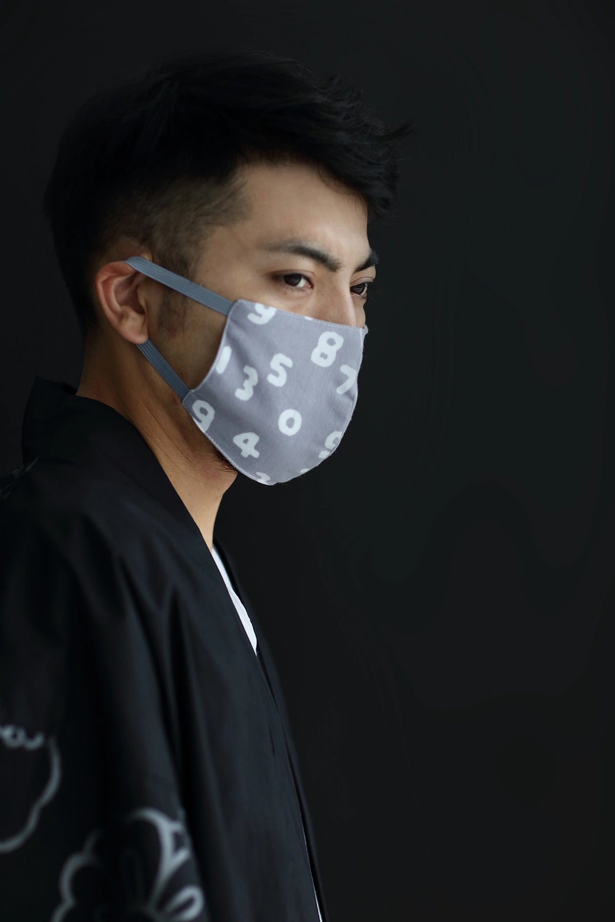 【SALE】伊势木棉手作图案布口罩套装／SO-SU-U 十数昆淡灰色