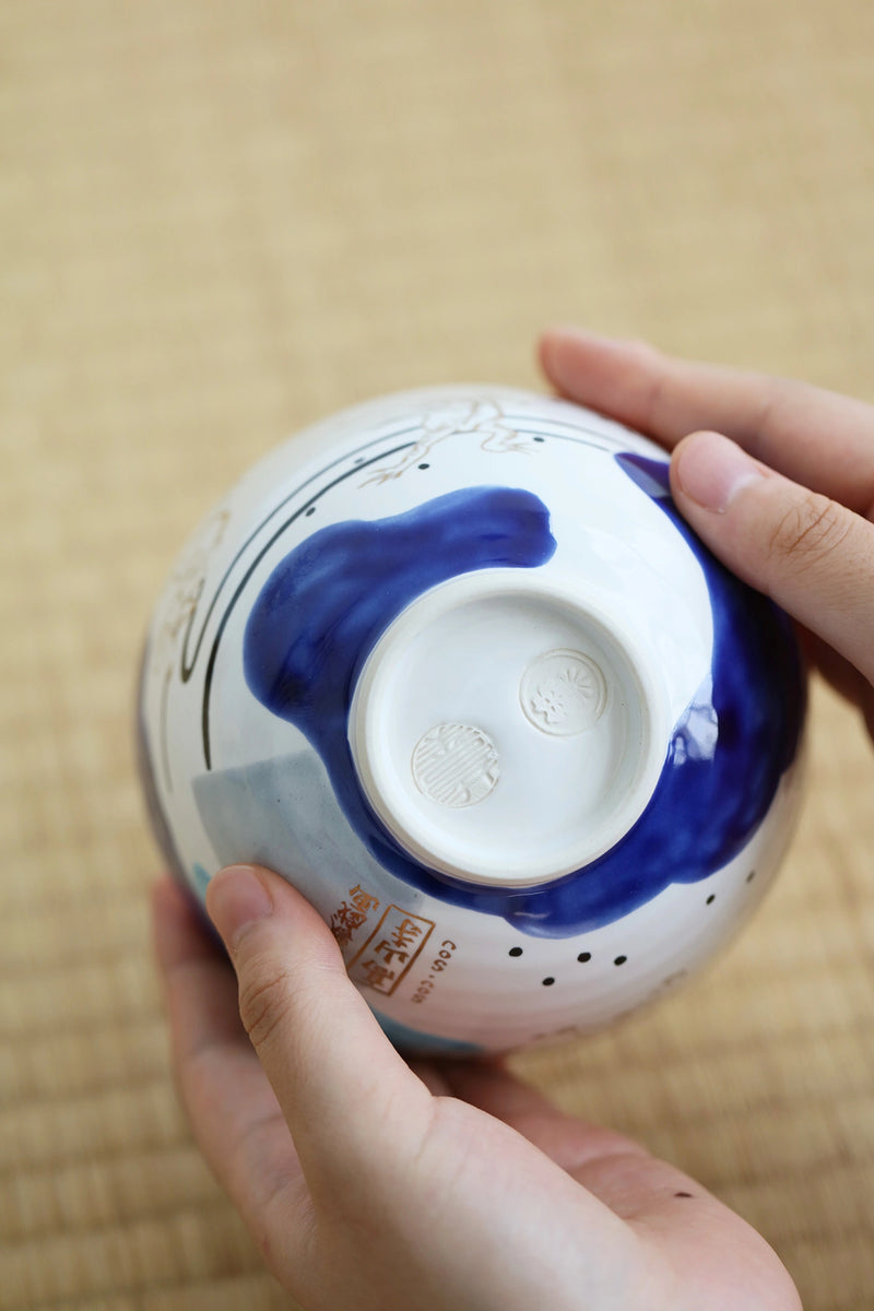 Handbemalte Matcha-Schale aus Kyoto-Ware, hergestellt im Yamaoka Zensho-Ofen