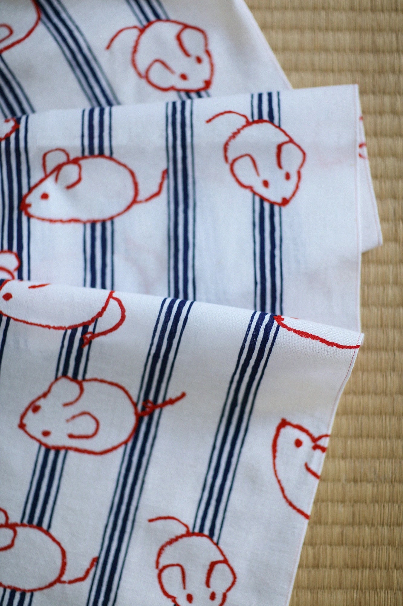 伊勢木綿 textile手ぬぐい／干支手ぬぐい 子に子持縞（ねにこもちじま） 令和2年