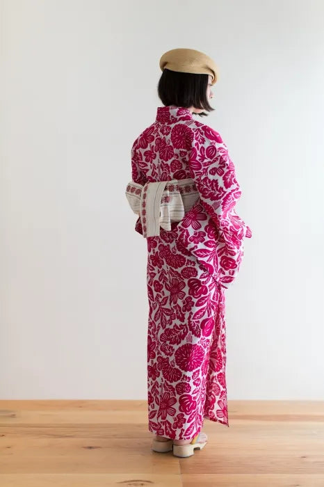 【※不包括缝制费用】SOU・SOU×京都丸红浴衣布料／版画樱桃色▲