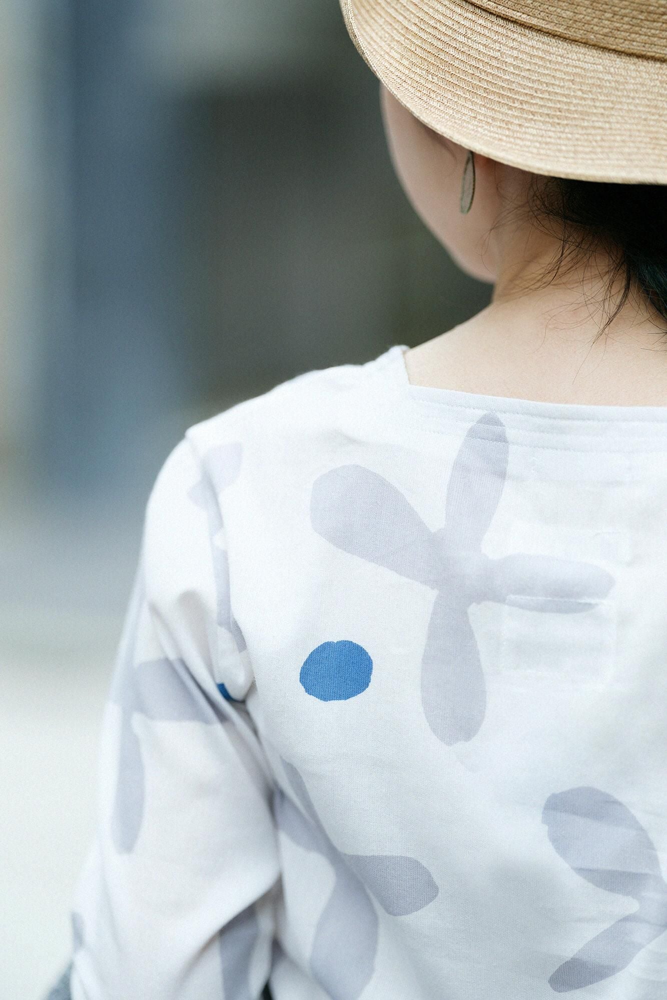 Chizimi Cotton 40/40 Square Neck Shirt Elbow Length Sleeve / Suzushiroso Large