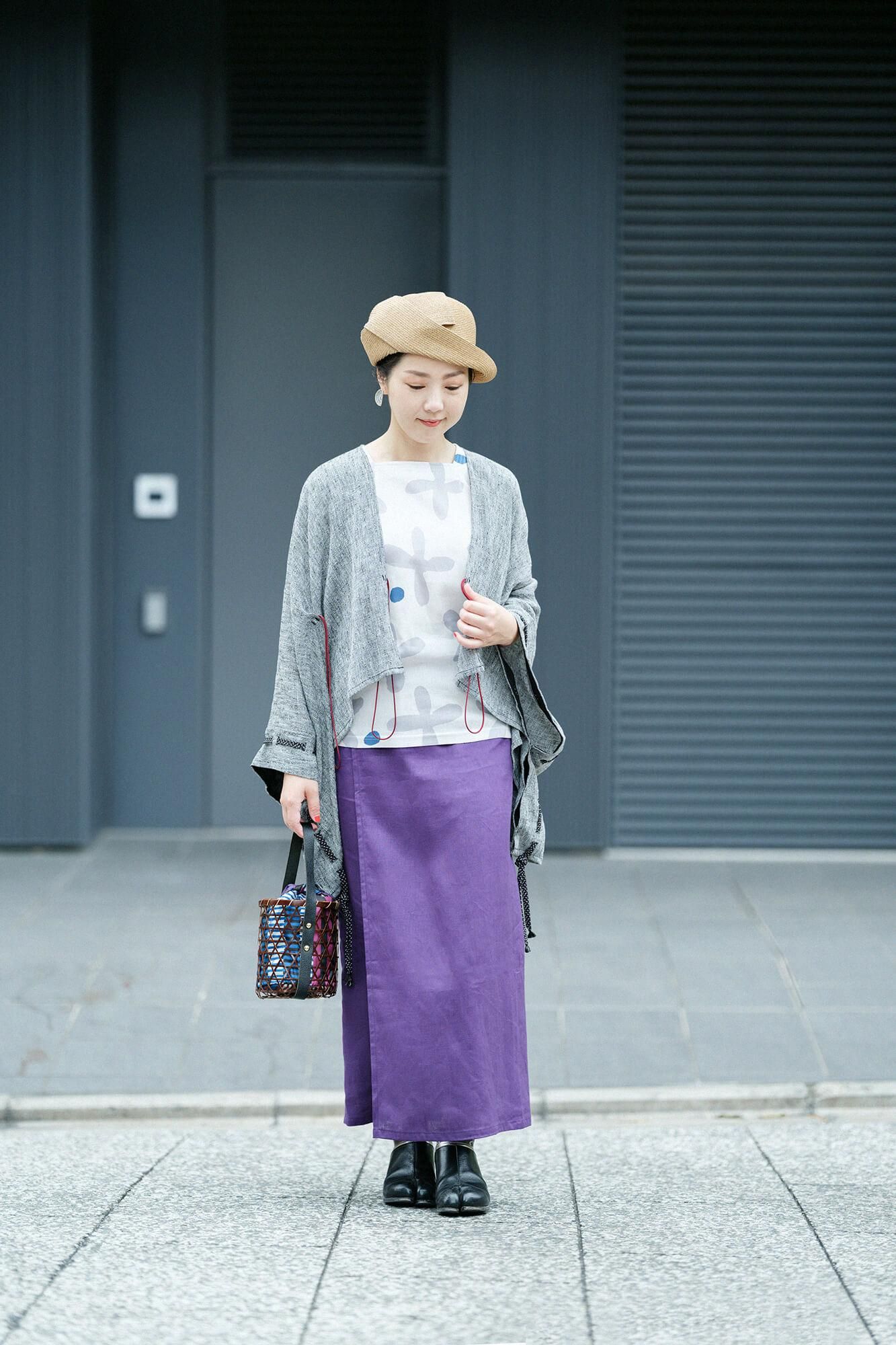 Chizimi Cotton 40/40 Square Neck Shirt Elbow Length Sleeve / Suzushiroso Large