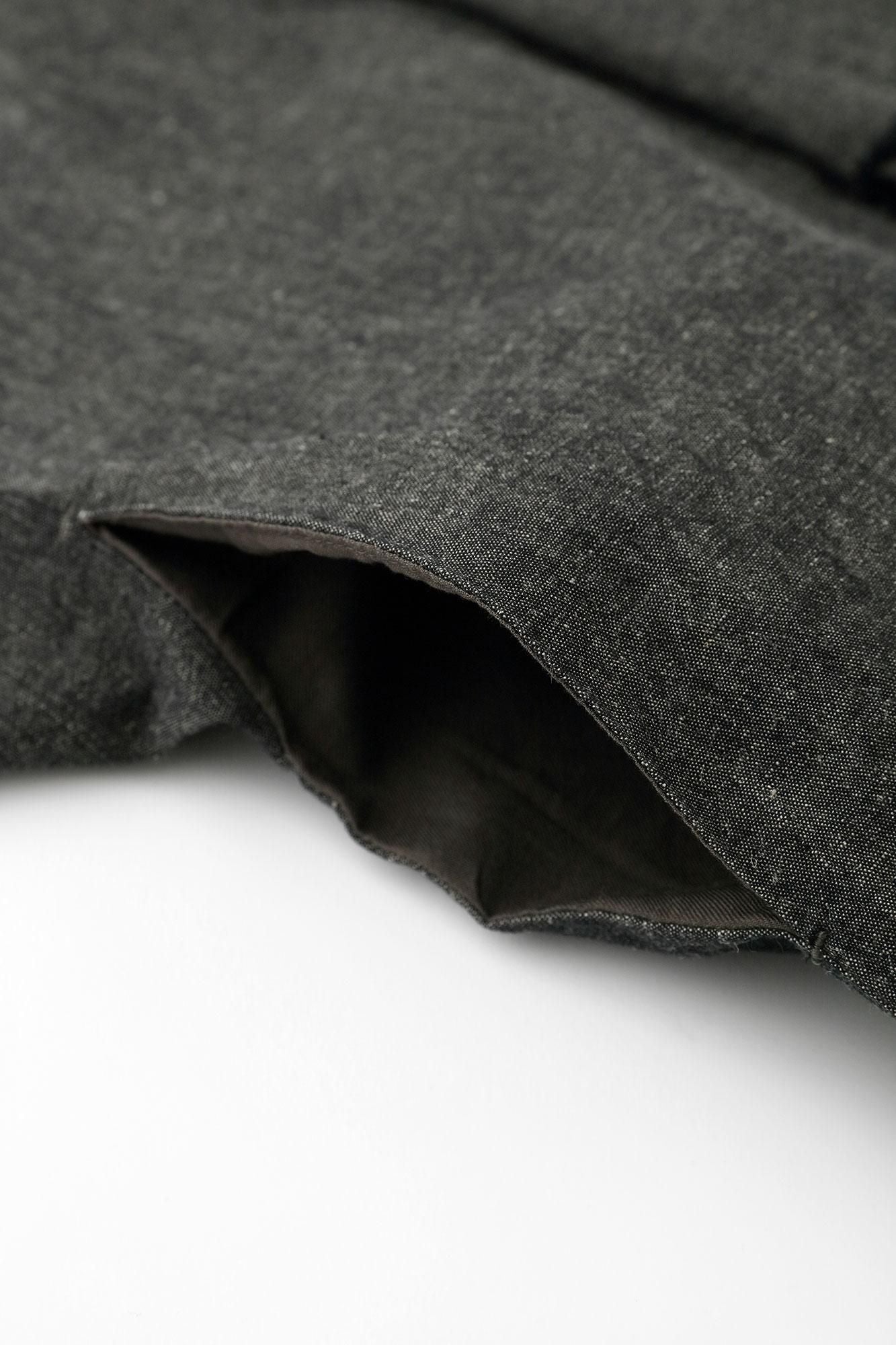 伊勢木棉20/20 麻混紡 梯形袖短外套 單層／灰炭色 2