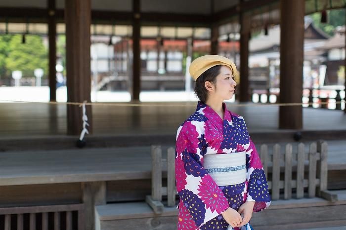 SOU・SOU×Kyoto Marubeni Yukata/Pivoine Tenjiku (Pivoine Tenjiku) Fleur violette (Shikombana)
