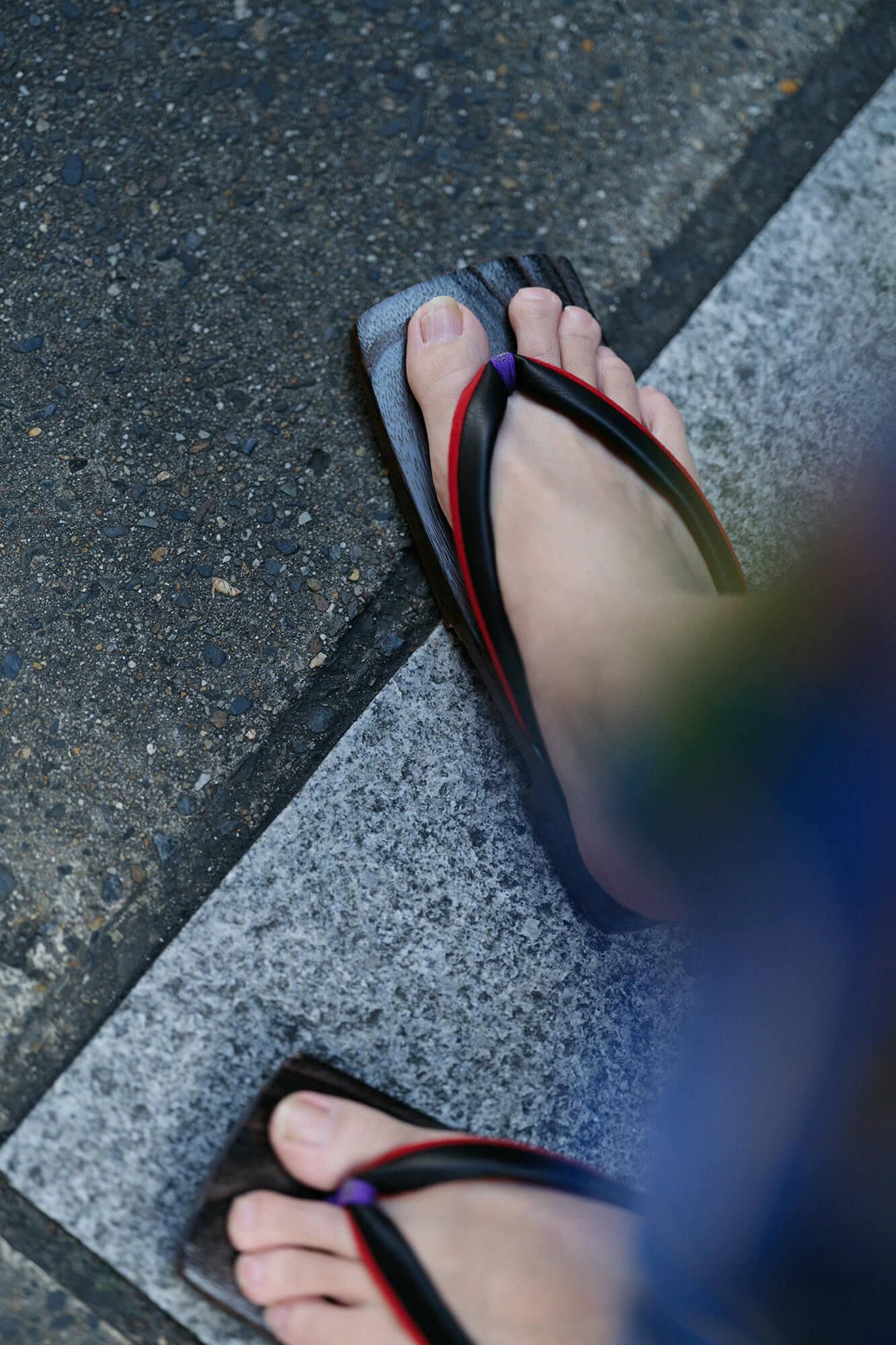 黑底木屐／右近（男裝） 皮革 黑色