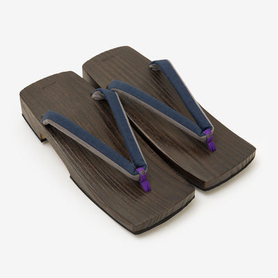 黑底木屐／右近（男裝）麻 深藍色