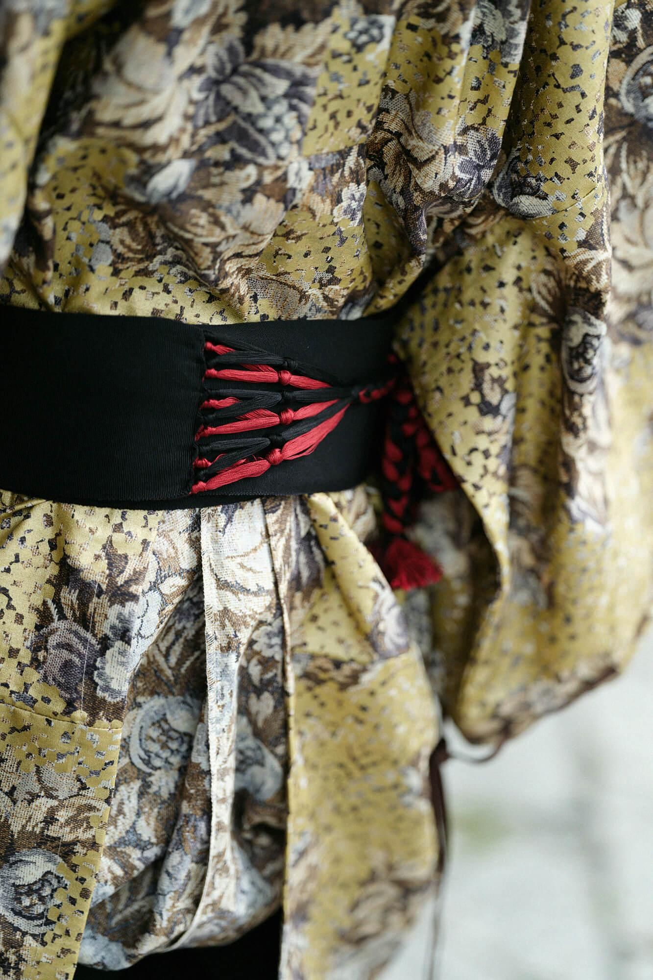 Braid Obi Belt / Dark Red × Black