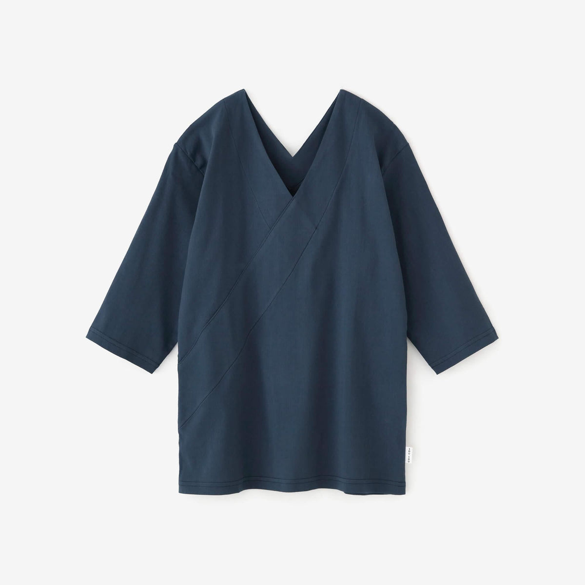 高島縮 40/40 抜衿ジバン 六分丈／紺鼠（こんねず）