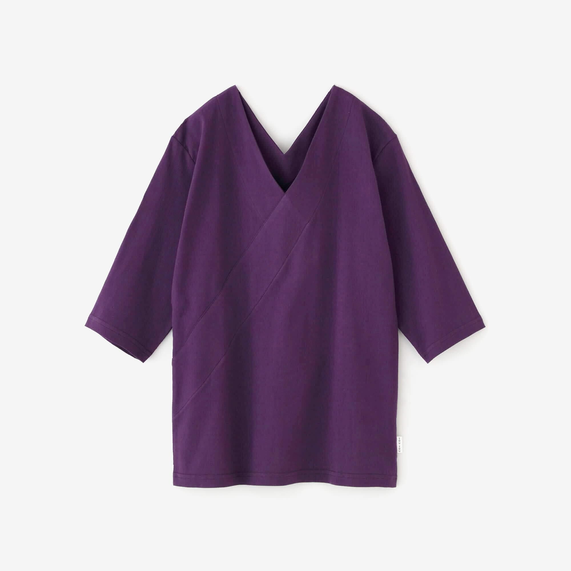 高島縮 40/40 抜衿ジバン 六分丈／濡羽色（ぬればいろ）