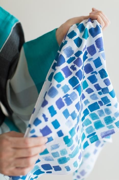 ISE Cotton Textile Tenugui / Paint Plat, Couleur en forme d'eau (Enoguzara Mizubeiro)