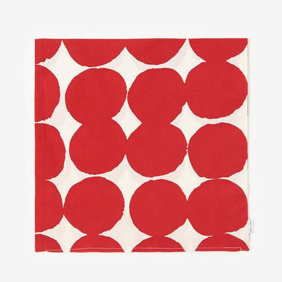 平織り21番手 クッション（座布団）カバー／おはじき大 乳白（にゅうはく）×深緋（こきひ）【※お届けに約3週間】