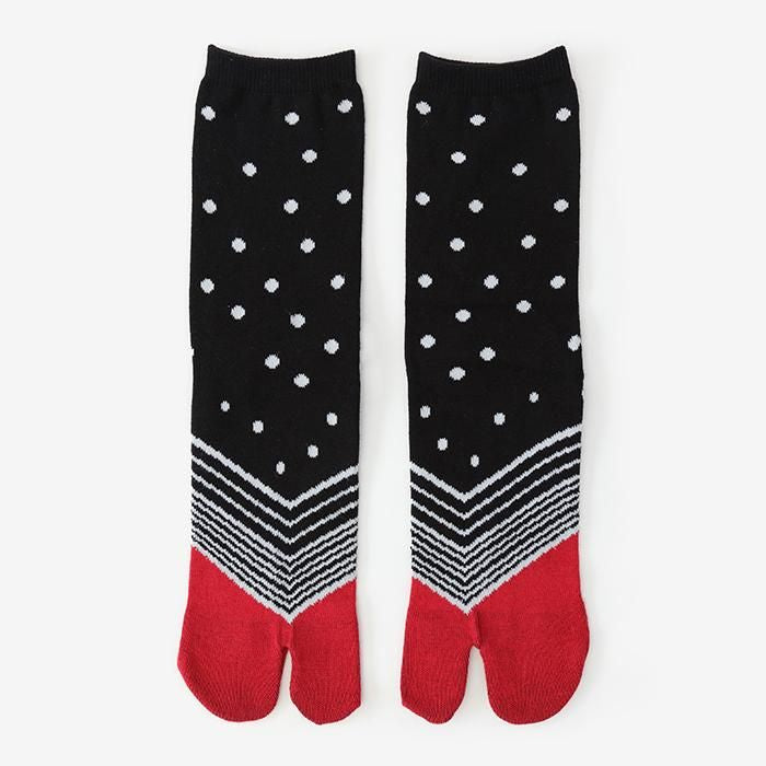 分趾襪（普通長度）／傾 黑色×深紅色 【男・女性用】