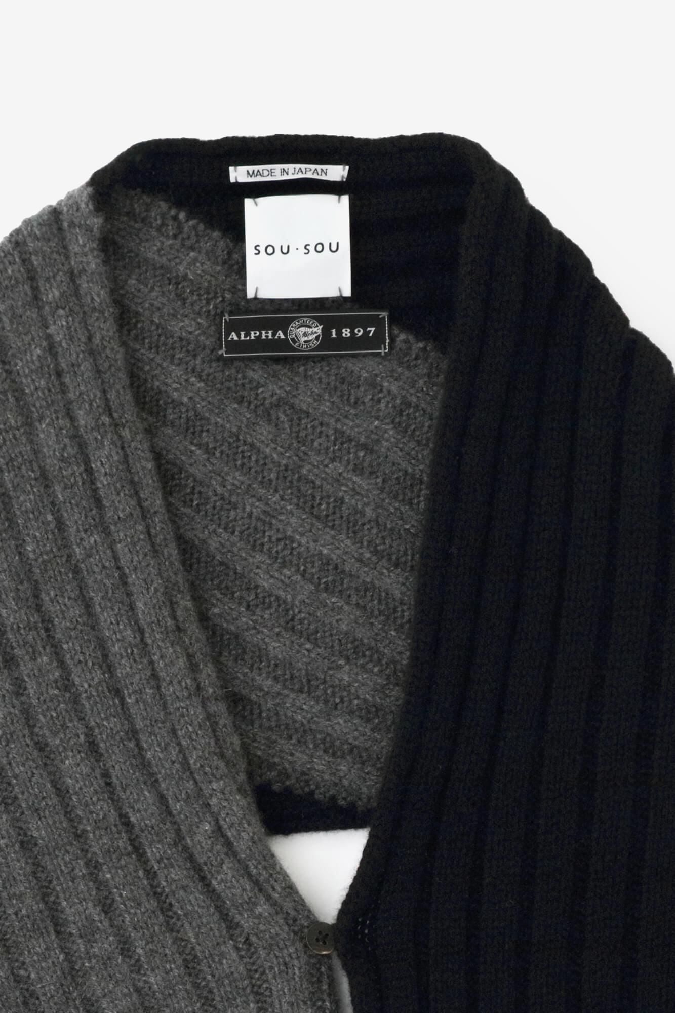 SOU・SOU× 알파 캐시미어 카레산스이 염색 (somenagashi)/검은색(당신이 그것을 입었다면 괜찮습니다) ×짙은회색