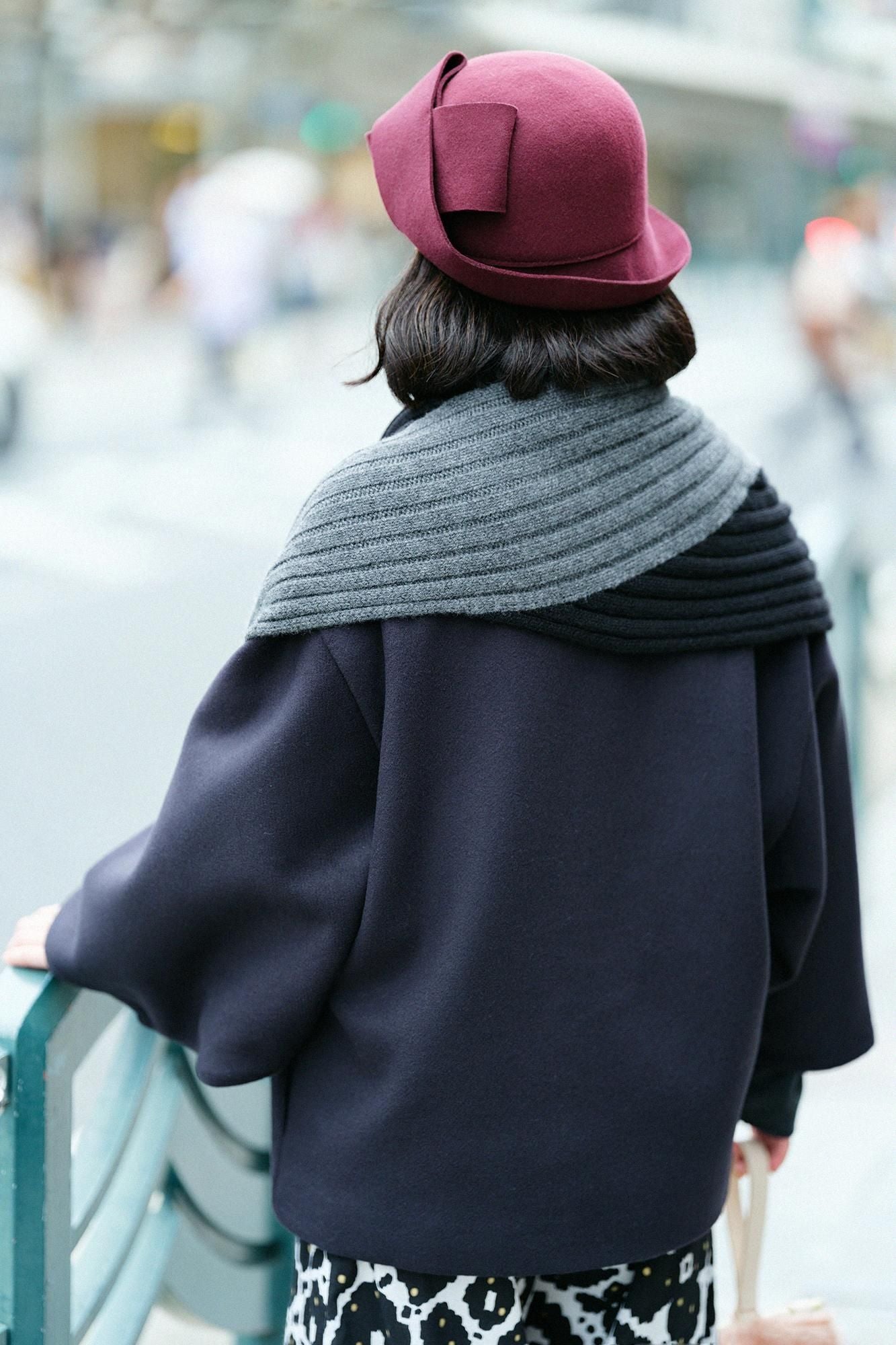 SOU・SOU× 알파 캐시미어 카레산스이 염색 (somenagashi)/검은색(당신이 그것을 입었다면 괜찮습니다) ×짙은회색