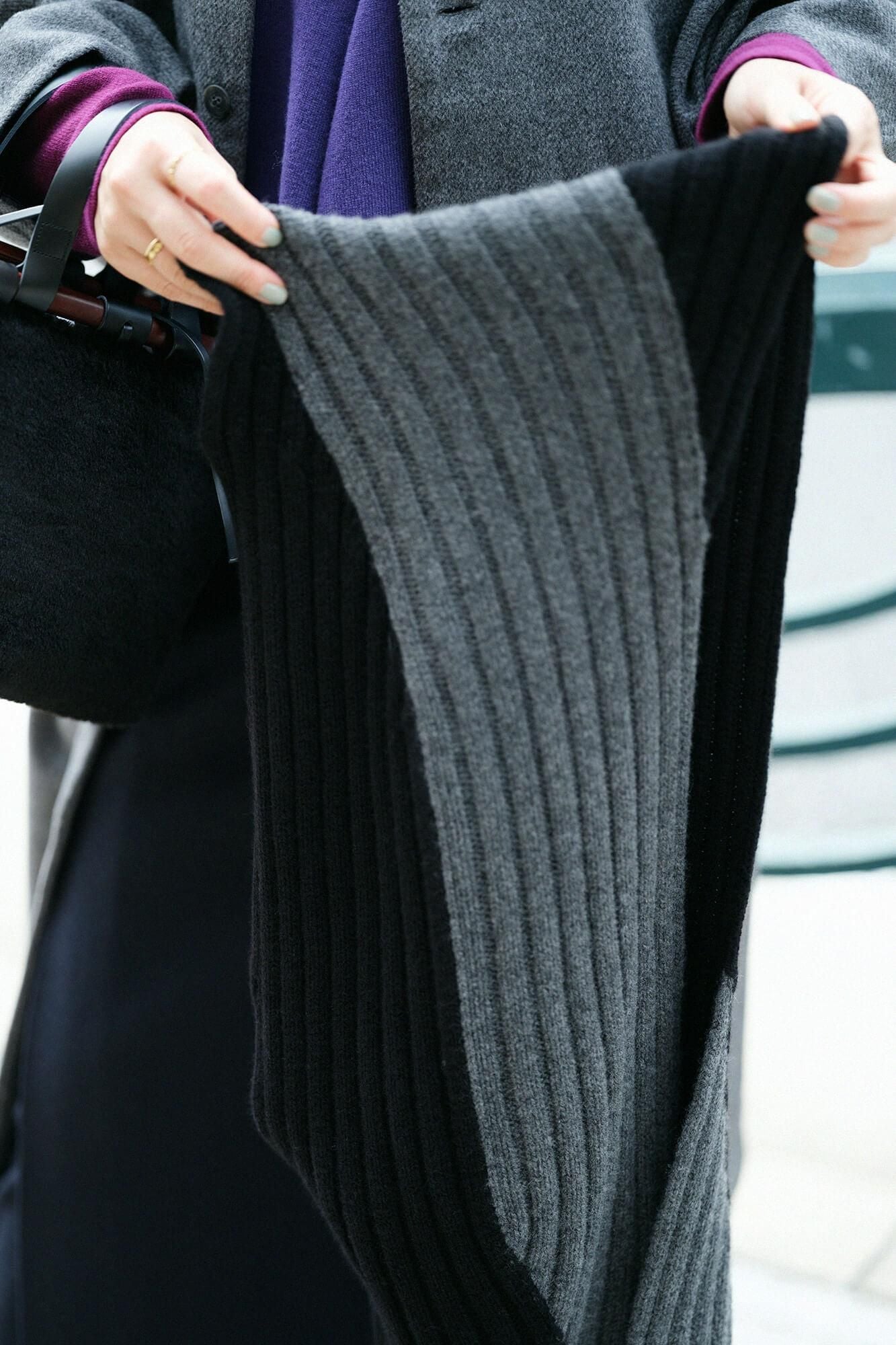 SOU・SOU× 알파 캐시미어 카레산스이 염색 (somenagashi)/검은색(당신이 그것을 입었다면 괜찮습니다) ×짙은회색