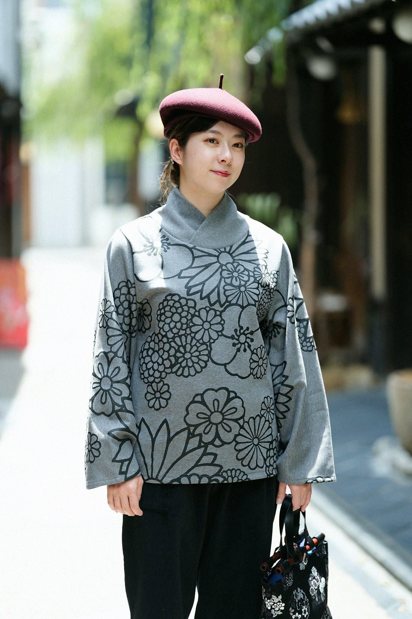 毛氈_擬寶珠 貝蕾帽／酒紅色