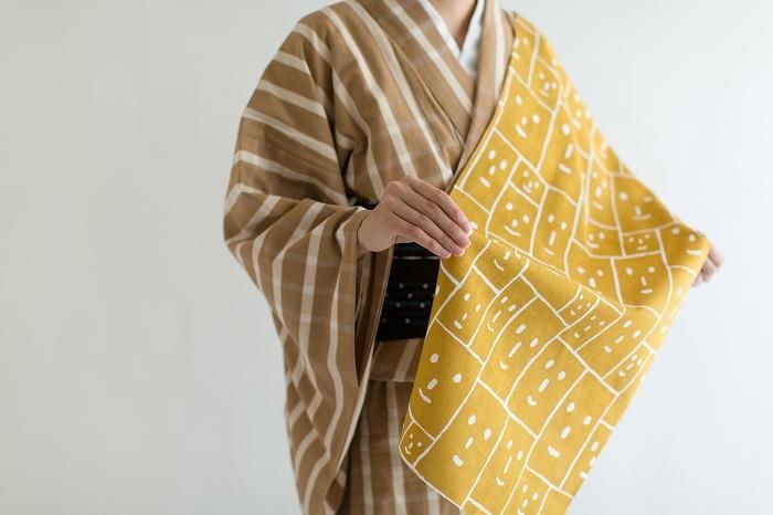 伊势棉纺织手巾/微笑芥末色