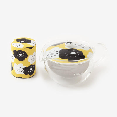 耐热玻璃茶壶和茶可以固定/微笑