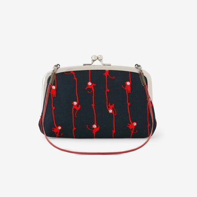 Soft Canvas Gamaguchi Clasp Purse Double Layer / Monkeys
