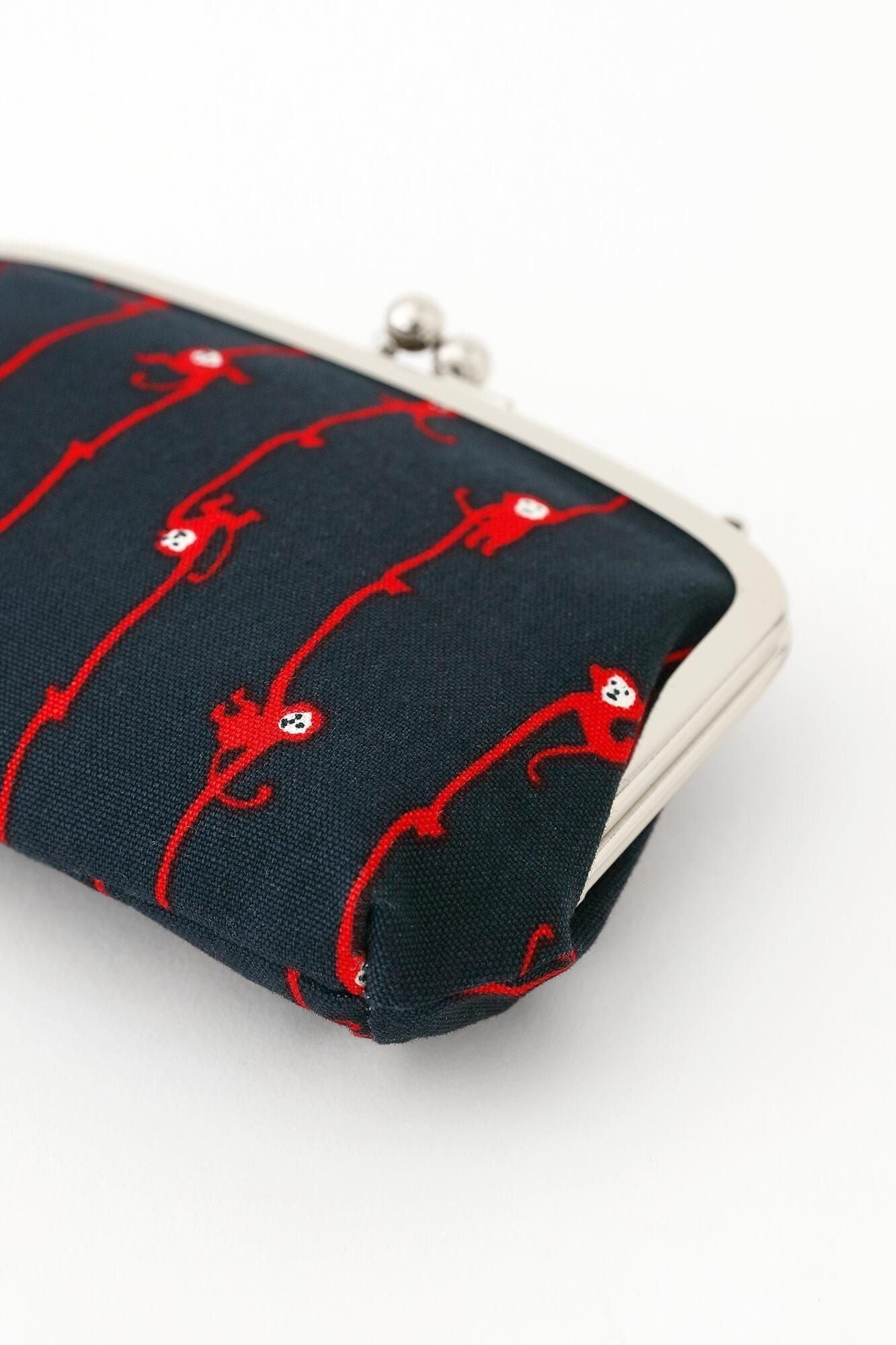Soft Canvas Gamaguchi Clasp Purse Double Layer / Monkeys