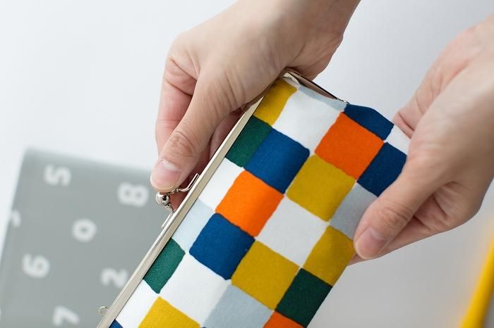 12號帆布 軟 口金包（横長）/日常朝茶事