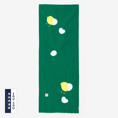 SOU・SOU×有松鳴海絞手巾／山雅商店謹製 小雞 草綠色