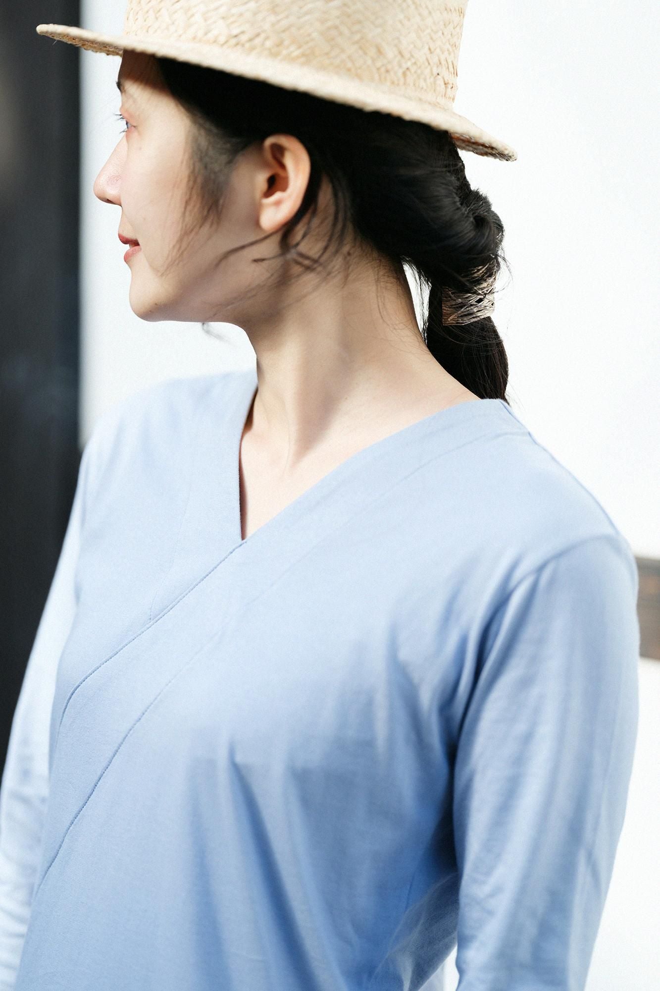 Jiban ohne Kragen, 3/4 Länge/Hellblaue Maus (Mizuiro Nezu)