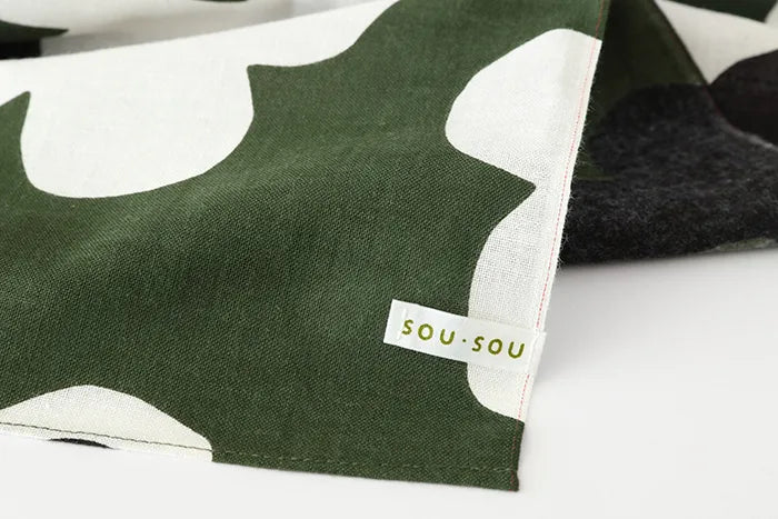 Isemomen Cotton Scarf / Layered Flowers Matcha Green