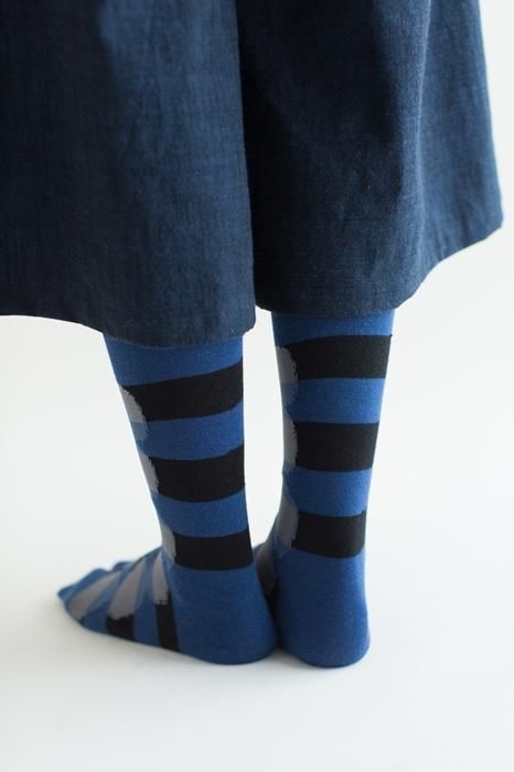 在塔比（膝盖下方） / ohajiki和水平步骤下，海军蓝色（女性）