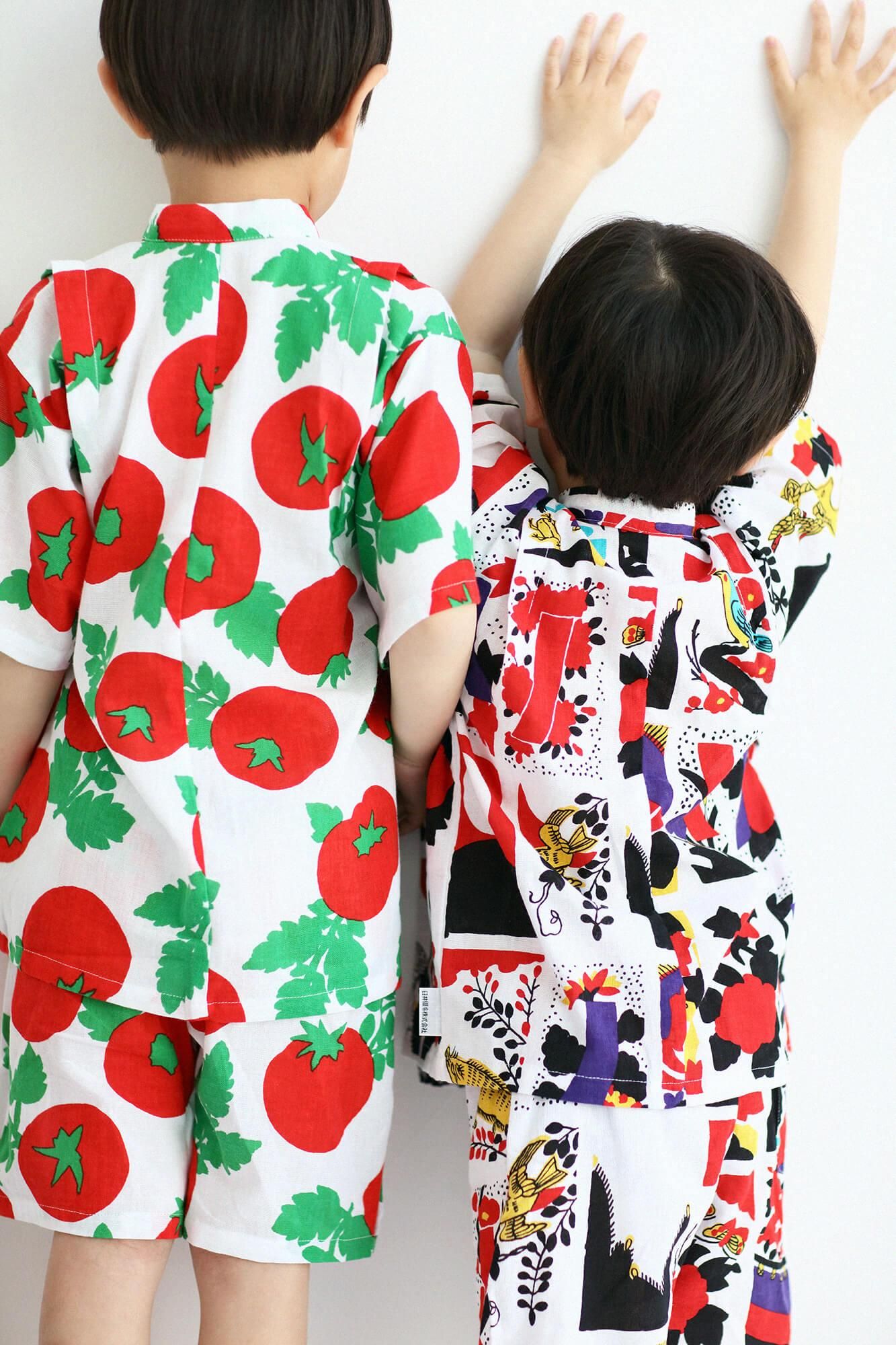 ○Isemomen Cotton Jinbei Set / Tomato