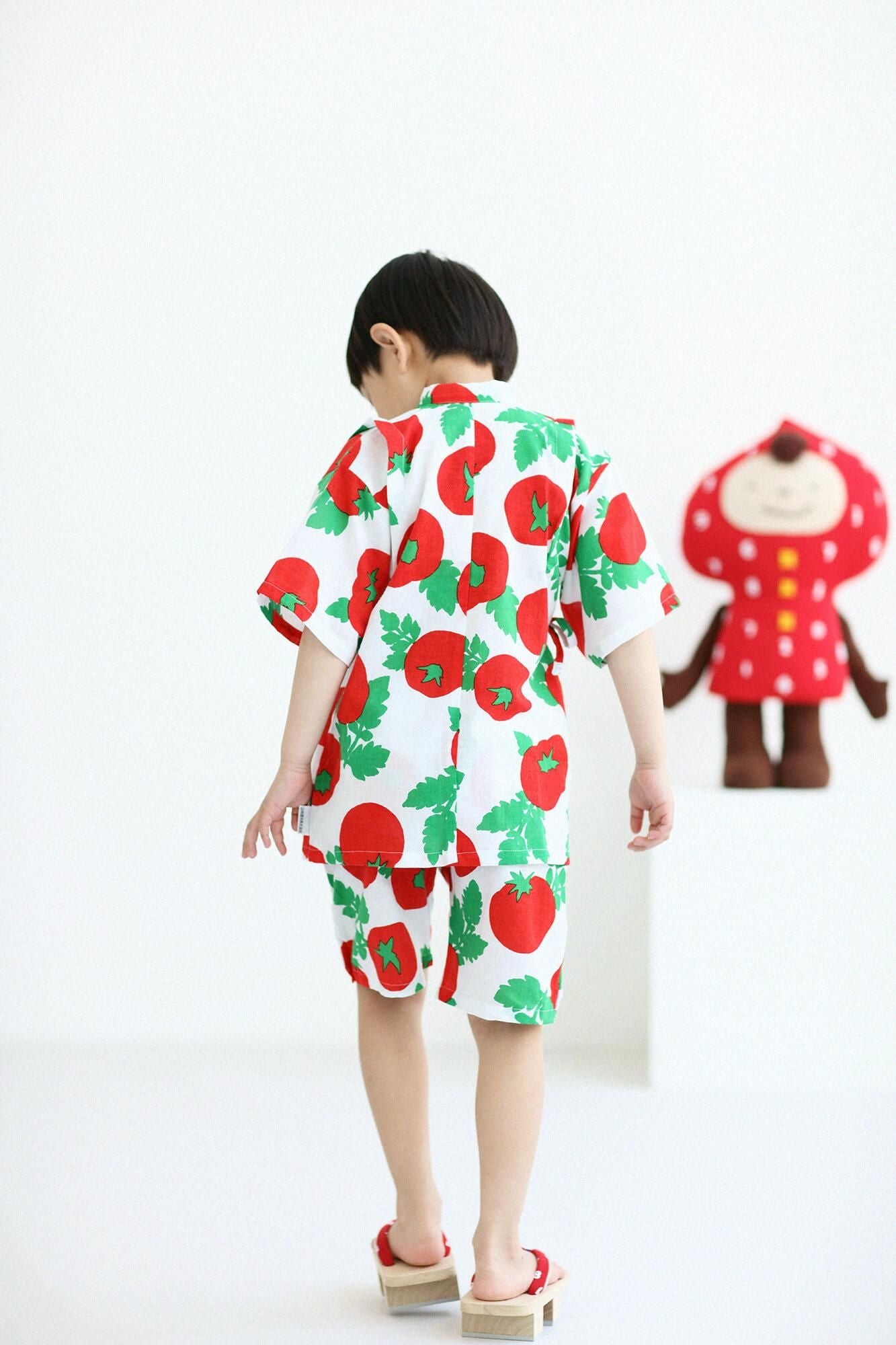 ○Isemomen Cotton Jinbei Set / Tomato