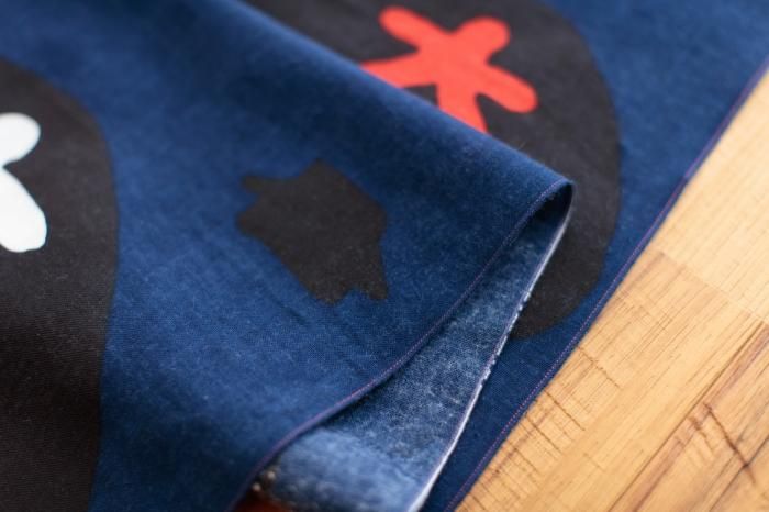 ISE Cotton Textile Tenugui / Flying Fire, bleu